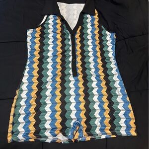 Chevron Patterned Sleeveless Romper